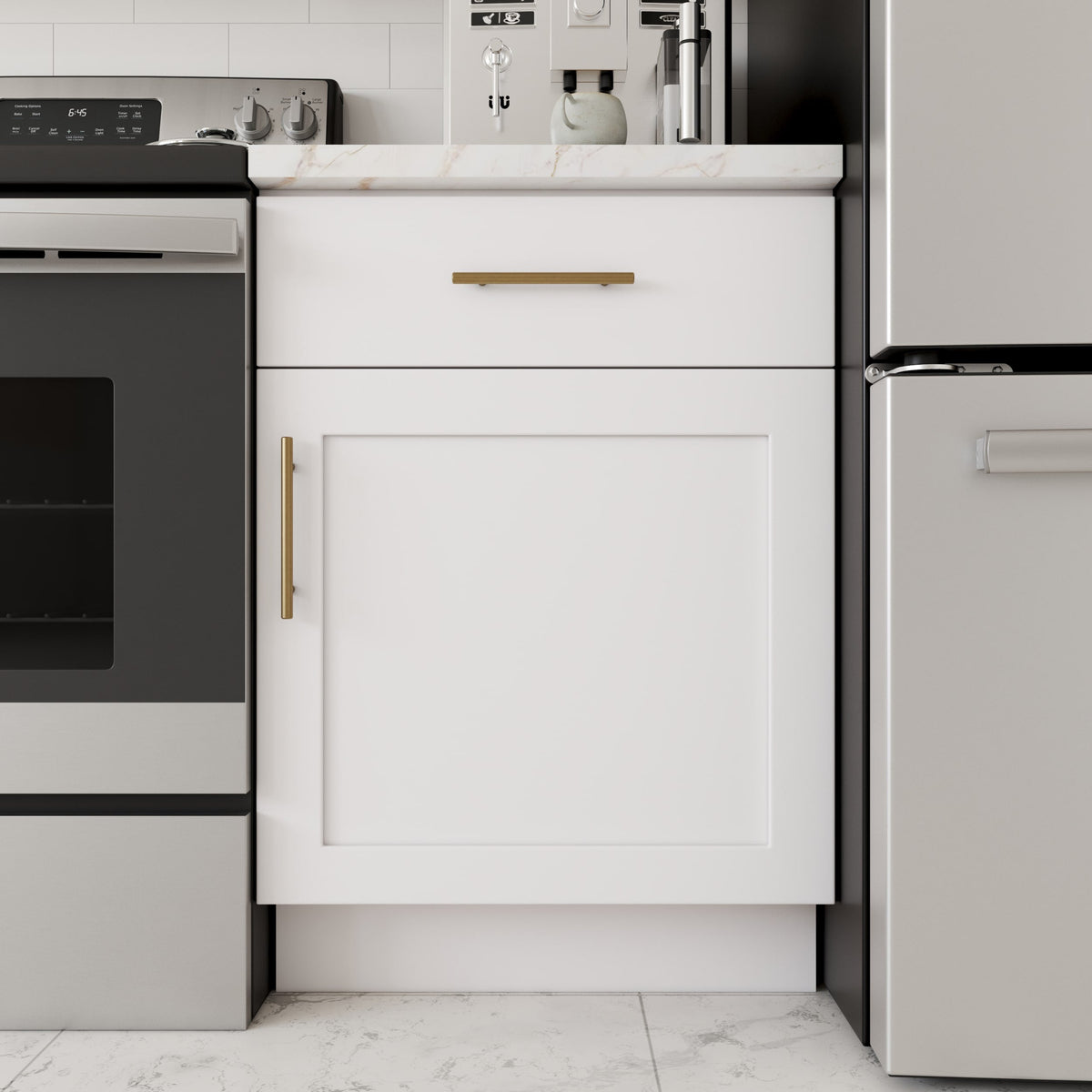 RELIABILT Fairplay 30-in W x 34.5-in H x 24-in D White 1-Drawer Base Ready To Assemble Plywood Cabinet (Recessed Panel Shaker Door Style)