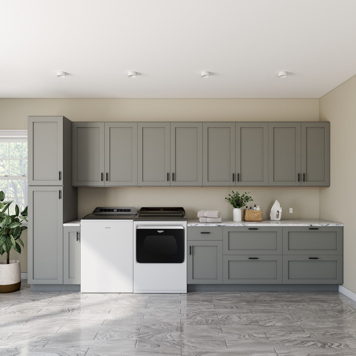 RELIABILT Overlake 24-in W x 30-in H x 24-in D Gray Diagonal Corner Wall Ready To Assemble Plywood Cabinet (Recessed Panel Shaker Style)