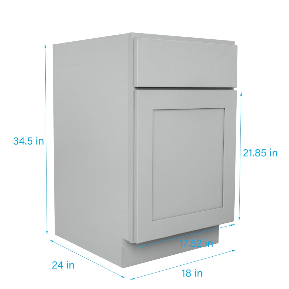 RELIABILT Overlake 18-in W x 34.5-in H x 24-in D Gray 1-Drawer Base Ready To Assemble Plywood Cabinet (Recessed Panel Shaker Door Style)