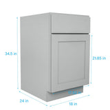 RELIABILT Overlake 18-in W x 34.5-in H x 24-in D Gray 1-Drawer Base Ready To Assemble Plywood Cabinet (Recessed Panel Shaker Door Style)