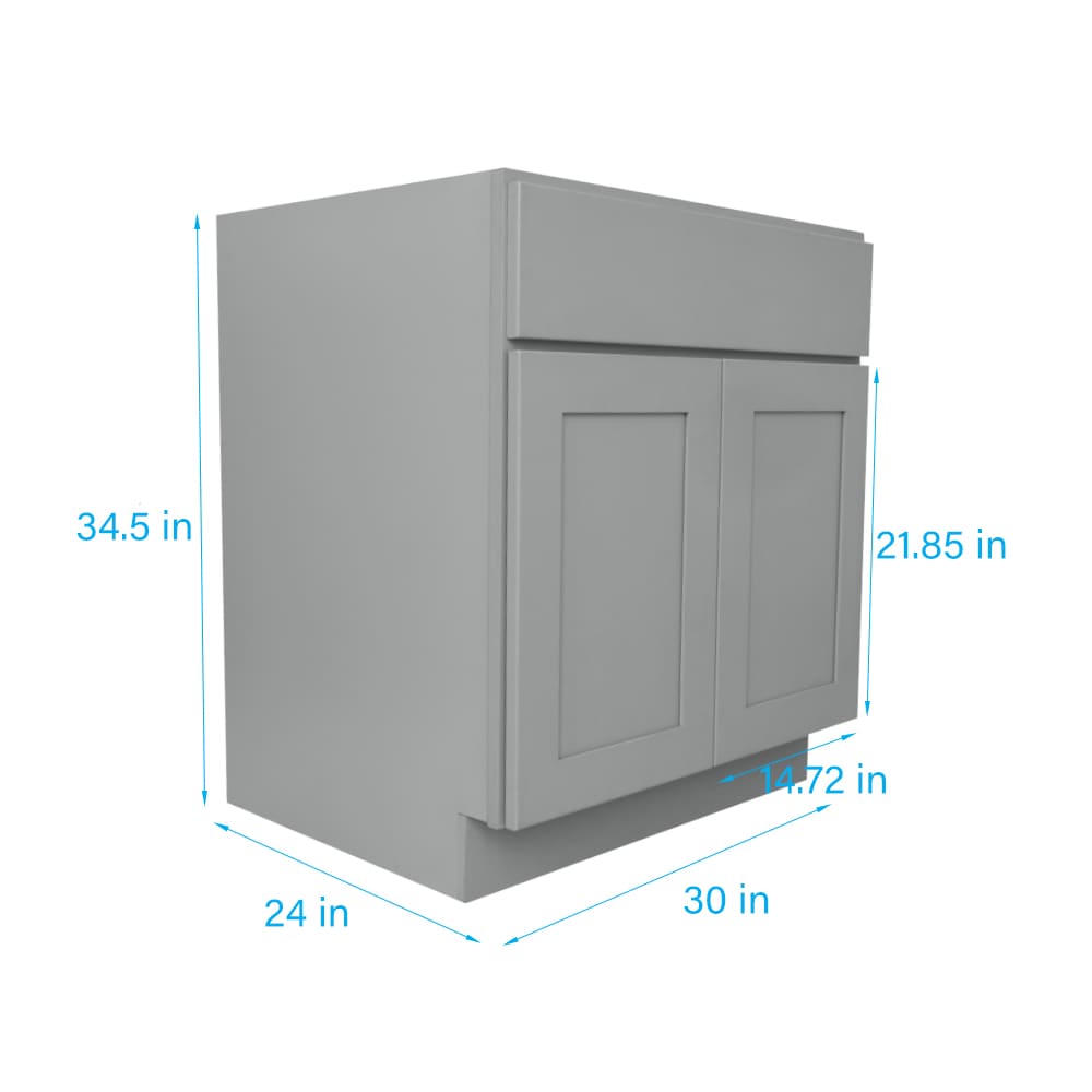 RELIABILT Overlake 30-in W x 34.5-in H x 24-in D Gray Sink Base Ready To Assemble Plywood Cabinet (Recessed Panel Shaker Style)