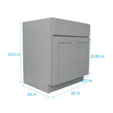 RELIABILT Overlake 30-in W x 34.5-in H x 24-in D Gray Sink Base Ready To Assemble Plywood Cabinet (Recessed Panel Shaker Style)