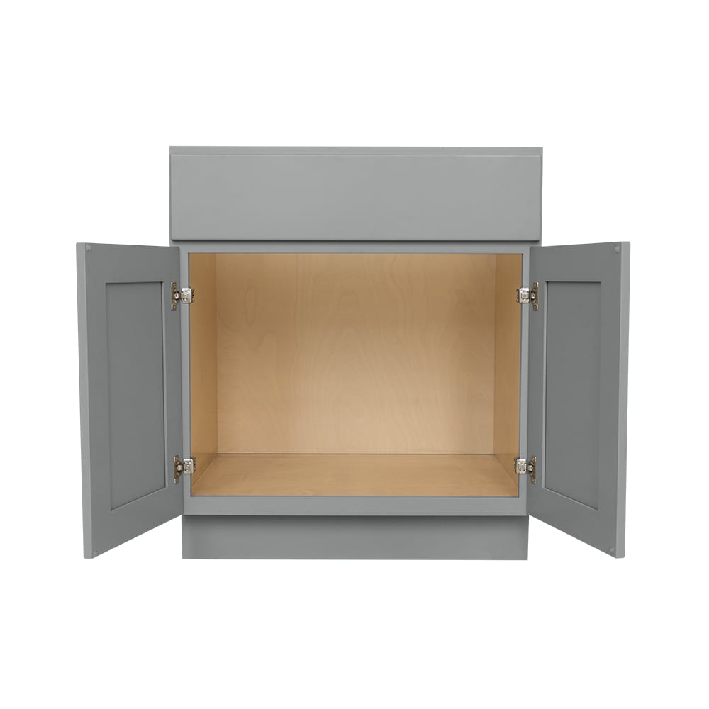 RELIABILT Overlake 30-in W x 34.5-in H x 24-in D Gray Sink Base Ready To Assemble Plywood Cabinet (Recessed Panel Shaker Style)