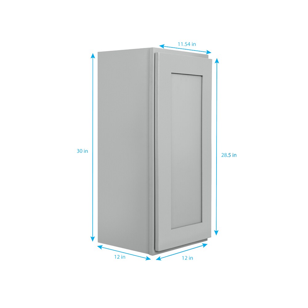 RELIABILT Overlake 12-in W x 30-in H x 12-in D Gray Wall Ready To Assemble Plywood Cabinet (Recessed Panel Shaker Door Style)