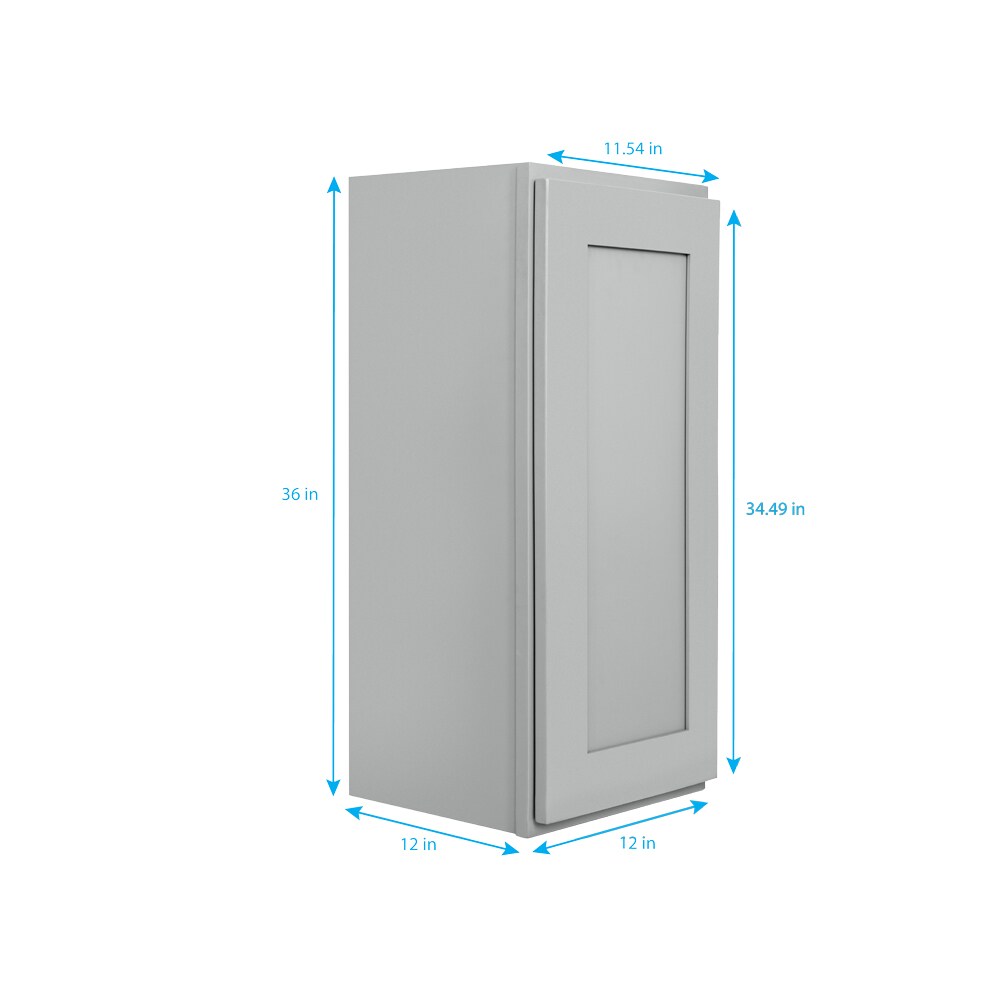 RELIABILT Overlake 12-in W x 36-in H x 12-in D Gray Wall Ready To Assemble Plywood Cabinet (Recessed Panel Shaker Door Style)