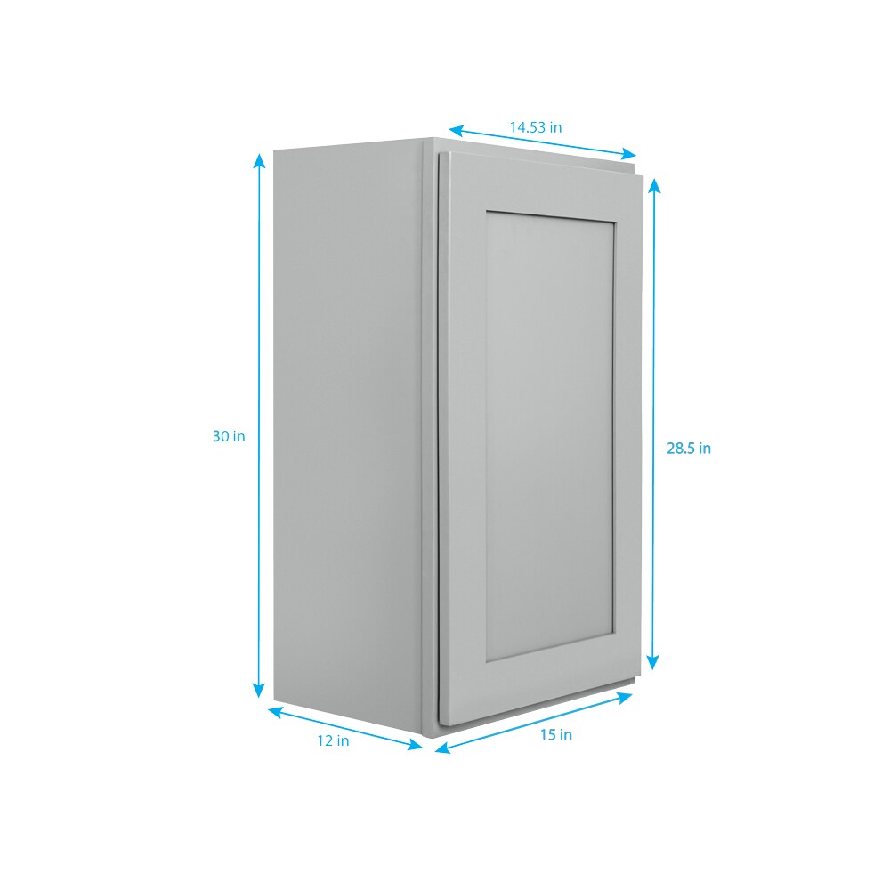 RELIABILT Overlake 15-in W x 30-in H x 12-in D Gray Wall Ready To Assemble Plywood Cabinet (Recessed Panel Shaker Door Style)