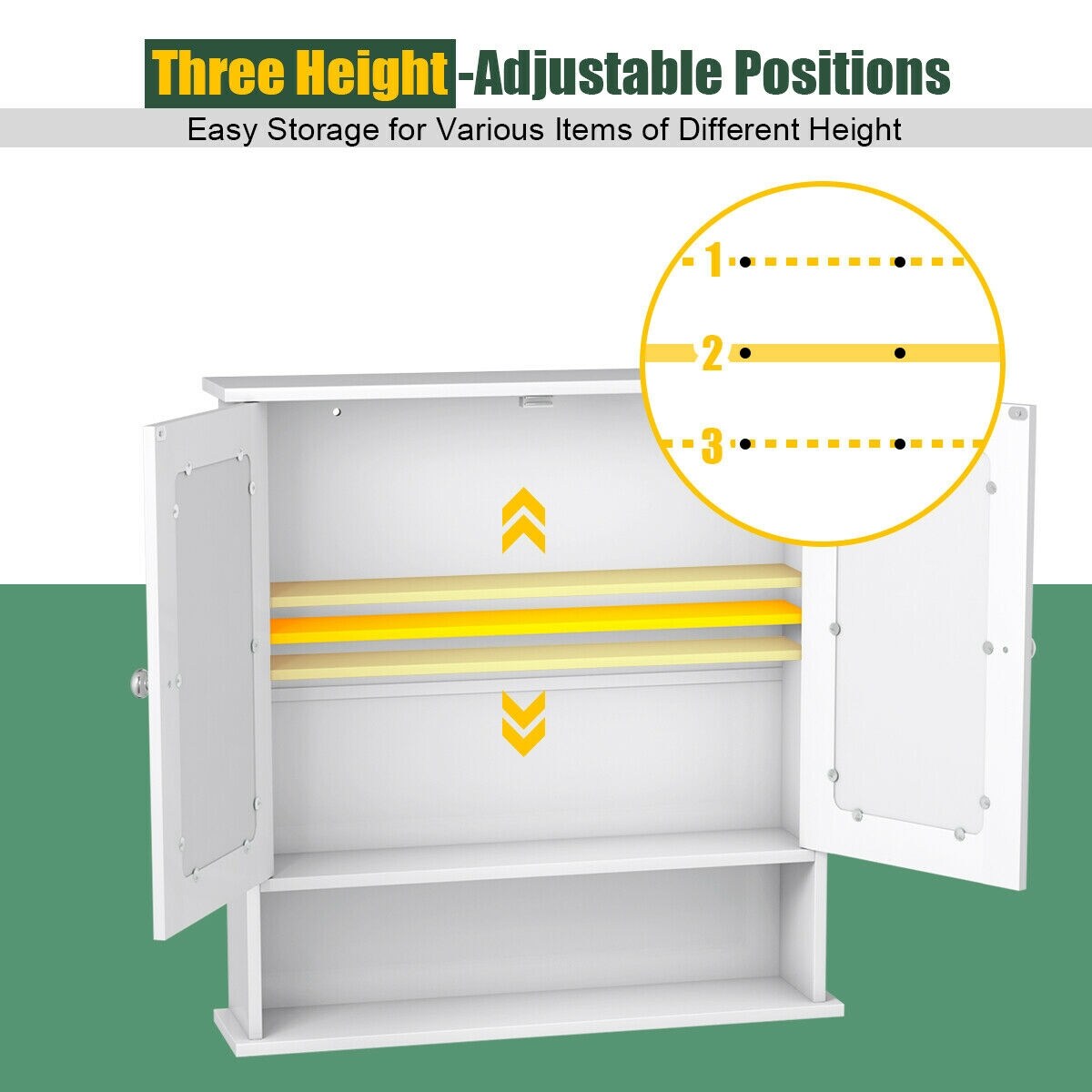 WELLFOR 22-in x 23-in Surface Mount White Mirrored Medicine Cabinet