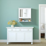 WELLFOR 22-in x 23-in Surface Mount White Mirrored Medicine Cabinet