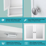 WELLFOR 22-in x 23-in Surface Mount White Mirrored Medicine Cabinet