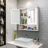WELLFOR 22-in x 23-in Surface Mount White Mirrored Medicine Cabinet