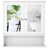 WELLFOR 22-in x 23-in Surface Mount White Mirrored Medicine Cabinet