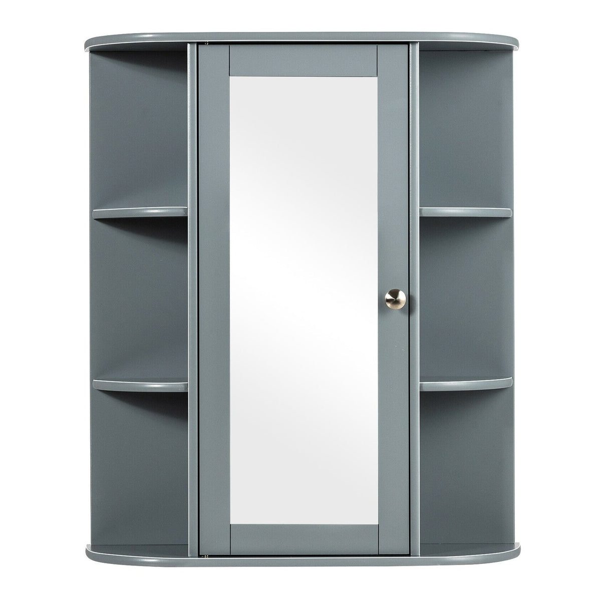WELLFOR 23.5-in x 28-in Surface Mount Gray Mirrored Medicine Cabinet
