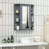 WELLFOR 23.5-in x 28-in Surface Mount Gray Mirrored Medicine Cabinet
