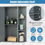WELLFOR 23.5-in x 28-in Surface Mount Gray Mirrored Medicine Cabinet