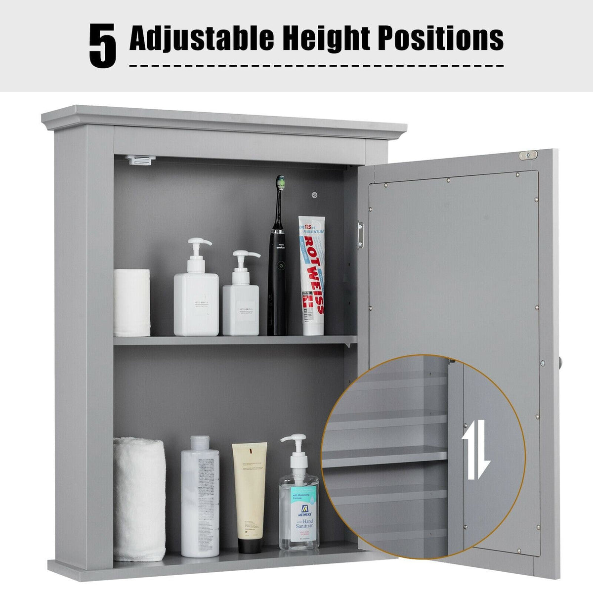 WELLFOR 22-in x 27-in Surface Mount Gray Mirrored Soft Close Medicine Cabinet