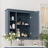 WELLFOR 35-in x 28.7-in Surface Mount Blue Mirrored Soft Close Medicine Cabinet