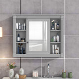 WELLFOR 35-in x 28.7-in Surface Mount Gray Mirrored Soft Close Medicine Cabinet