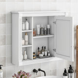 WELLFOR 35-in x 28.7-in Surface Mount White Mirrored Soft Close Medicine Cabinet