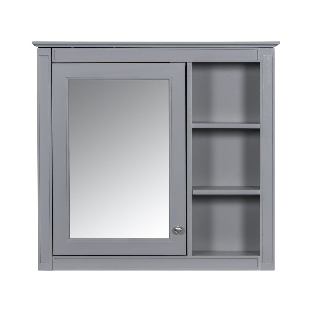 WELLFOR 30-in x 28-in Surface Mount Gray Mirrored Soft Close Medicine Cabinet