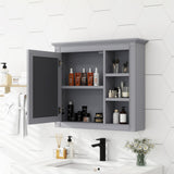 WELLFOR 30-in x 28-in Surface Mount Gray Mirrored Soft Close Medicine Cabinet