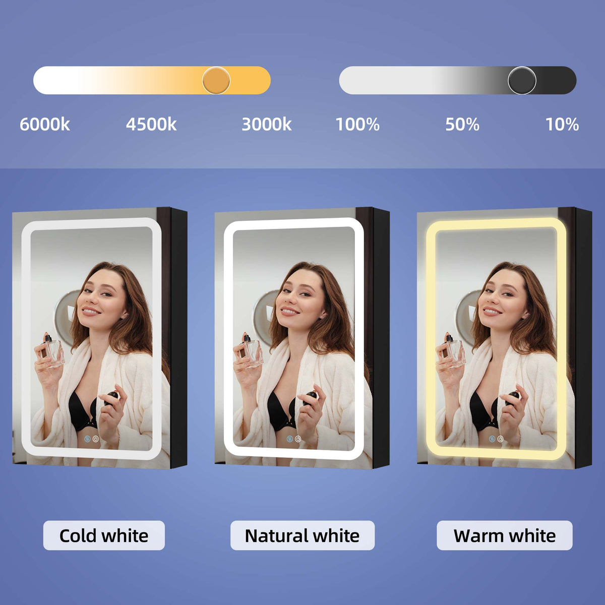 WELLFOR BG 30-in x 30-in Lighted LED Fog Free Surface Mount Black Mirrored Soft Close Medicine Cabinet