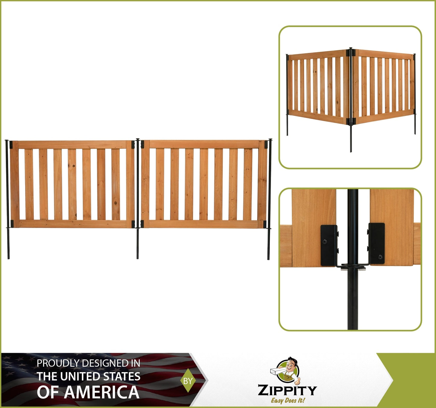 Zippity Outdoor Products 2.7-ft x 4-ft Pressure Treated Cedar Flat-top Garden No Dig Fence Panel