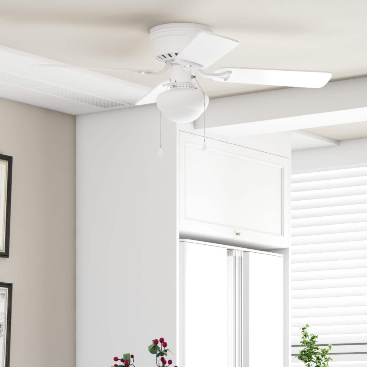 Harbor Breeze Armitage 42-in White LED Indoor Flush Mount Ceiling Fan (4-Blade)