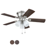 Harbor Breeze Centreville 42-in Brushed Nickel LED Indoor Flush Mount Ceiling Fan with Light Kit (5-Blade)