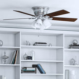 Harbor Breeze Centreville 52-in Brushed Nickel LED Indoor Flush Mount Ceiling Fan with Light Kit (5-Blade)