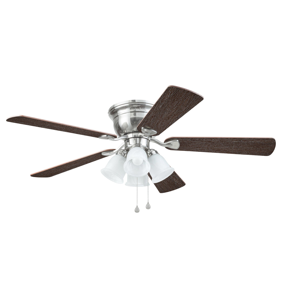 Harbor Breeze Centreville 52-in Brushed Nickel LED Indoor Flush Mount Ceiling Fan with Light Kit (5-Blade)