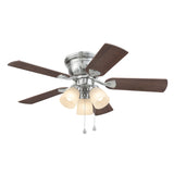 Harbor Breeze Centreville 42-in Brushed Nickel LED Indoor Flush Mount Ceiling Fan with Light Kit (5-Blade)