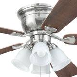 Harbor Breeze Centreville 52-in Brushed Nickel LED Indoor Flush Mount Ceiling Fan with Light Kit (5-Blade)