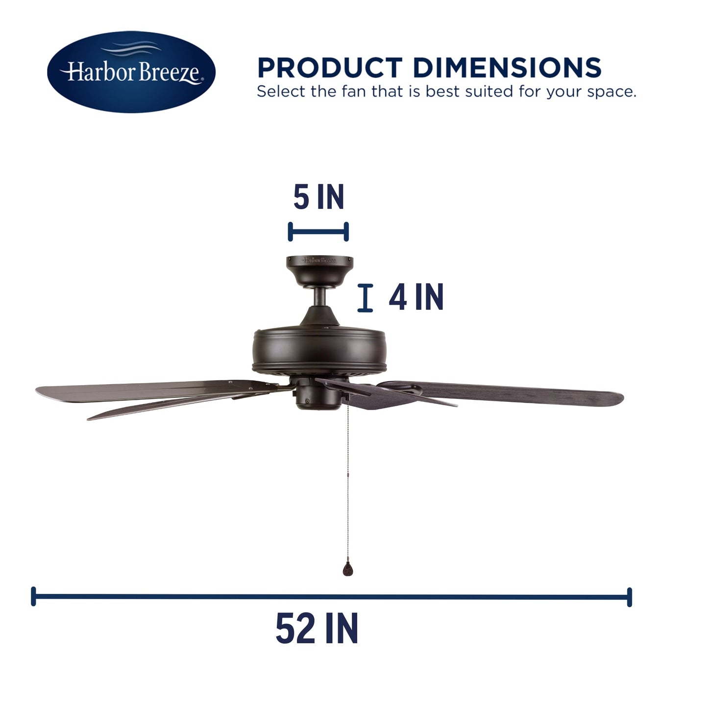 Harbor Breeze Calera 52-in Aged Bronze Downrod Mount Indoor/Outdoor Ceiling Fan