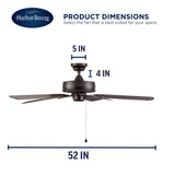Harbor Breeze Calera 52-in Aged Bronze Downrod Mount Indoor/Outdoor Ceiling Fan