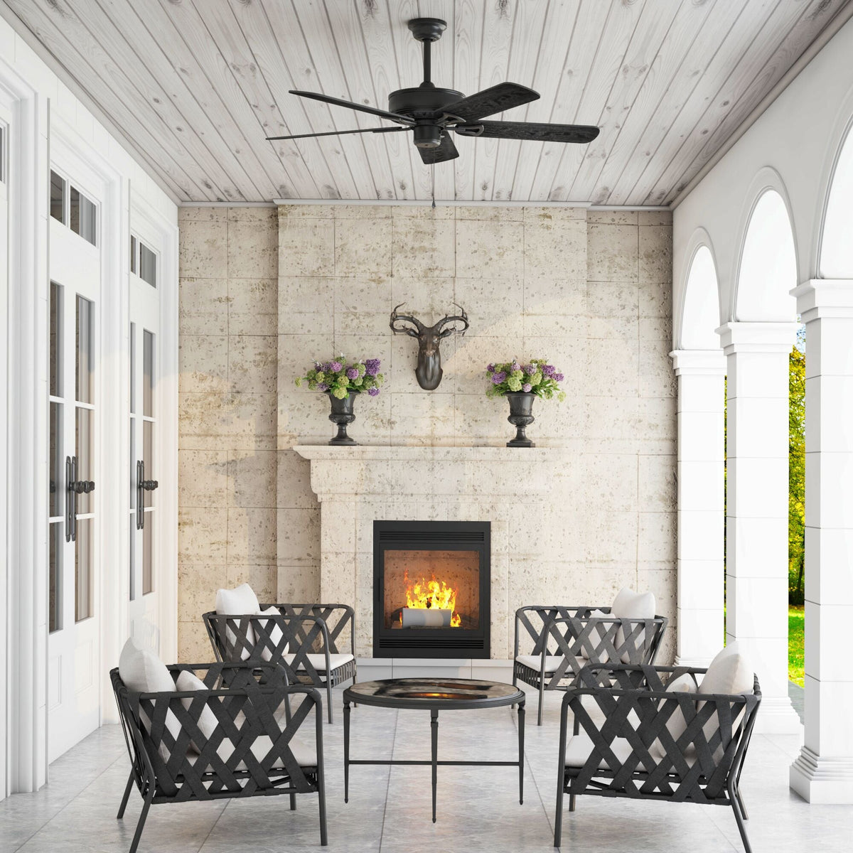 Harbor Breeze Calera 52-in Aged Bronze Downrod Mount Indoor/Outdoor Ceiling Fan