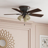 Harbor Breeze Centreville 42-in Oil-Rubbed Bronze LED Indoor Flush Mount Ceiling Fan with Light Kit (5-Blade)