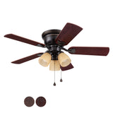 Harbor Breeze Centreville 42-in Oil-Rubbed Bronze LED Indoor Flush Mount Ceiling Fan with Light Kit (5-Blade)