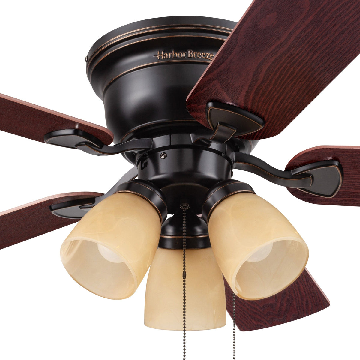 Harbor Breeze Centreville 42-in Oil-Rubbed Bronze LED Indoor Flush Mount Ceiling Fan with Light Kit (5-Blade)