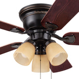 Harbor Breeze Centreville 42-in Oil-Rubbed Bronze LED Indoor Flush Mount Ceiling Fan with Light Kit (5-Blade)