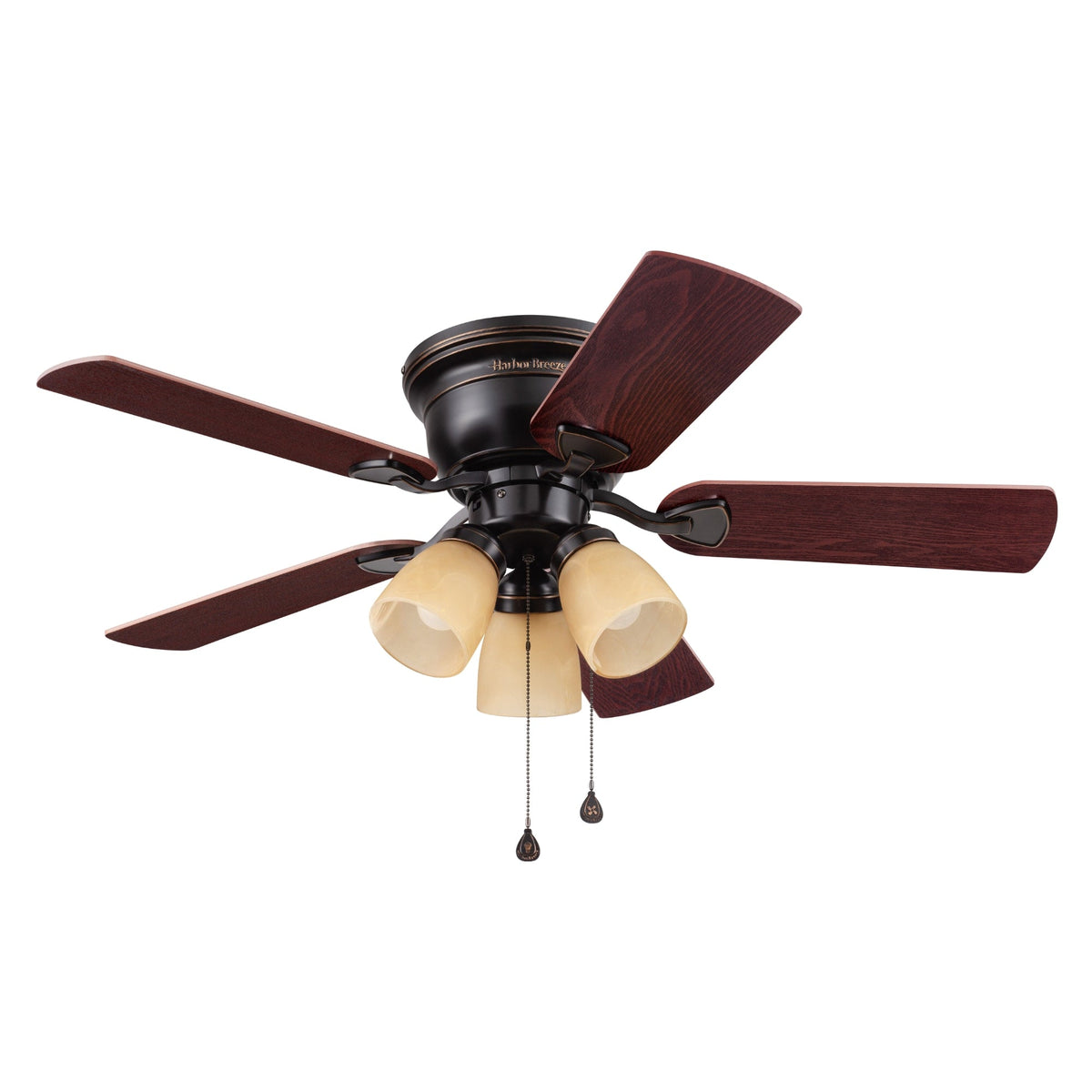 Harbor Breeze Centreville 42-in Oil-Rubbed Bronze LED Indoor Flush Mount Ceiling Fan with Light Kit (5-Blade)