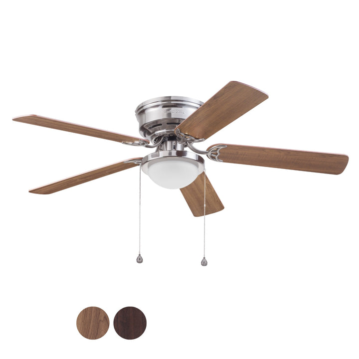 Harbor Breeze Armitage 52-in Brushed Nickel LED Indoor Flush Mount Ceiling Fan with Light Kit, 5-Blade