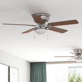 Harbor Breeze Armitage 52-in Brushed Nickel LED Indoor Flush Mount Ceiling Fan with Light, 5-Blade