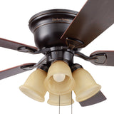 Harbor Breeze Centreville 52-in Oil-Rubbed Bronze LED Indoor Flush Mount Ceiling Fan with Light (5-Blade)