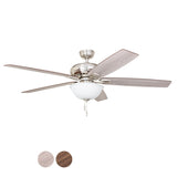 Harbor Breeze Cooperstown 62-in Brushed Nickel LED Indoor Ceiling Fan with Light, 5-Blade