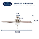 Harbor Breeze Cooperstown 62-in Brushed Nickel LED Indoor Ceiling Fan with Light, 5-Blade