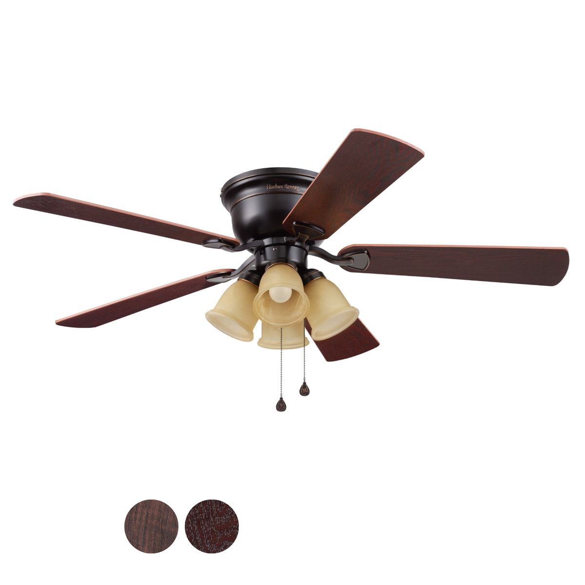 Harbor Breeze Centreville 52-in Oil-Rubbed Bronze LED Indoor Flush Mount Ceiling Fan with Light (5-Blade)