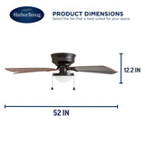 Harbor Breeze Armitage 52-in Bronze LED Indoor Flush Mount Ceiling Fan with Light Kit (5-Blade)