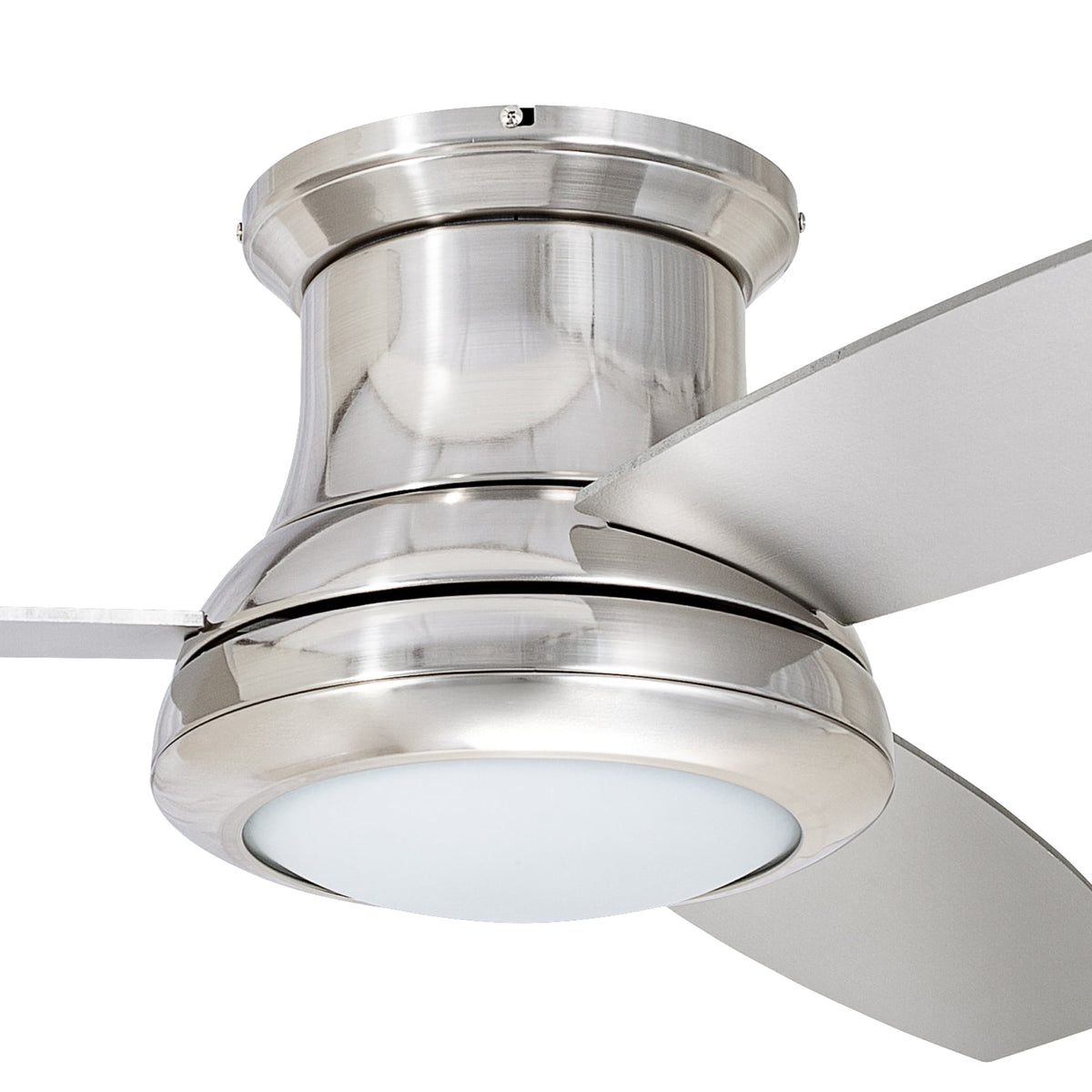 Harbor Breeze Sailstream 52-in Brushed Nickel LED Indoor Flush Mount Ceiling Fan with Light and Remote, 3-Blade