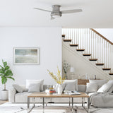 Harbor Breeze Sailstream 52-in Brushed Nickel LED Indoor Flush Mount Ceiling Fan with Light and Remote, 3-Blade