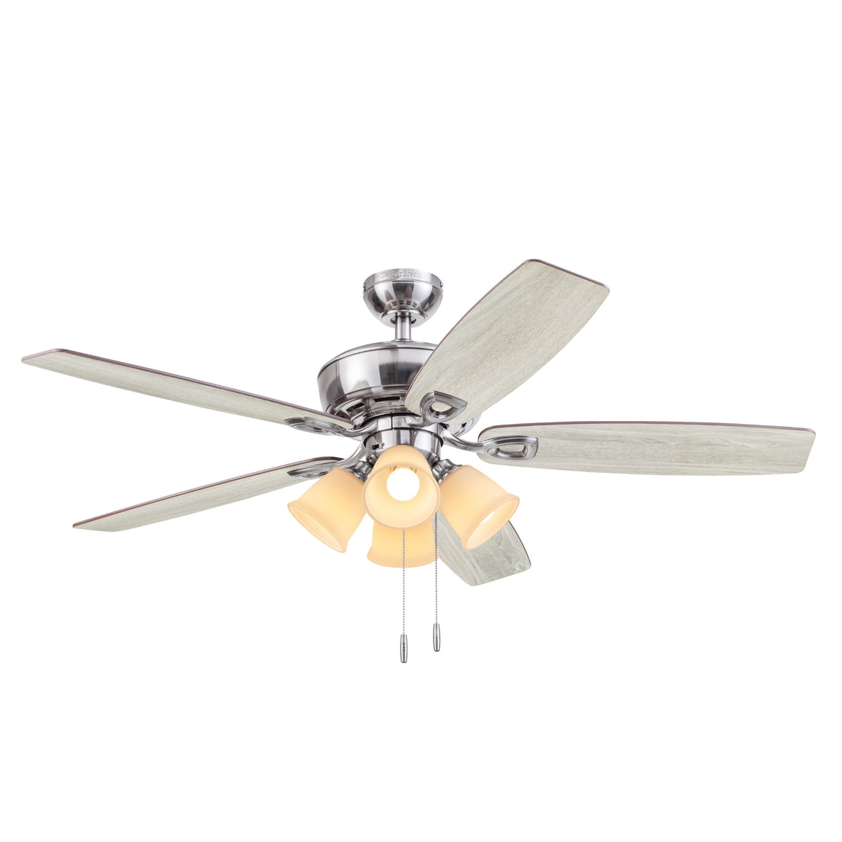 Harbor Breeze Notus 52-in Brushed Nickel LED Indoor Ceiling Fan with Light, Reversible Driftwood/Sienna Blades (5-Blade)
